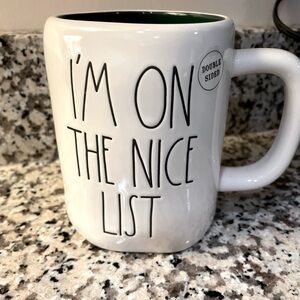 Rae Dunn On the nice list Christmas mug Santa tree cup white ceramic new